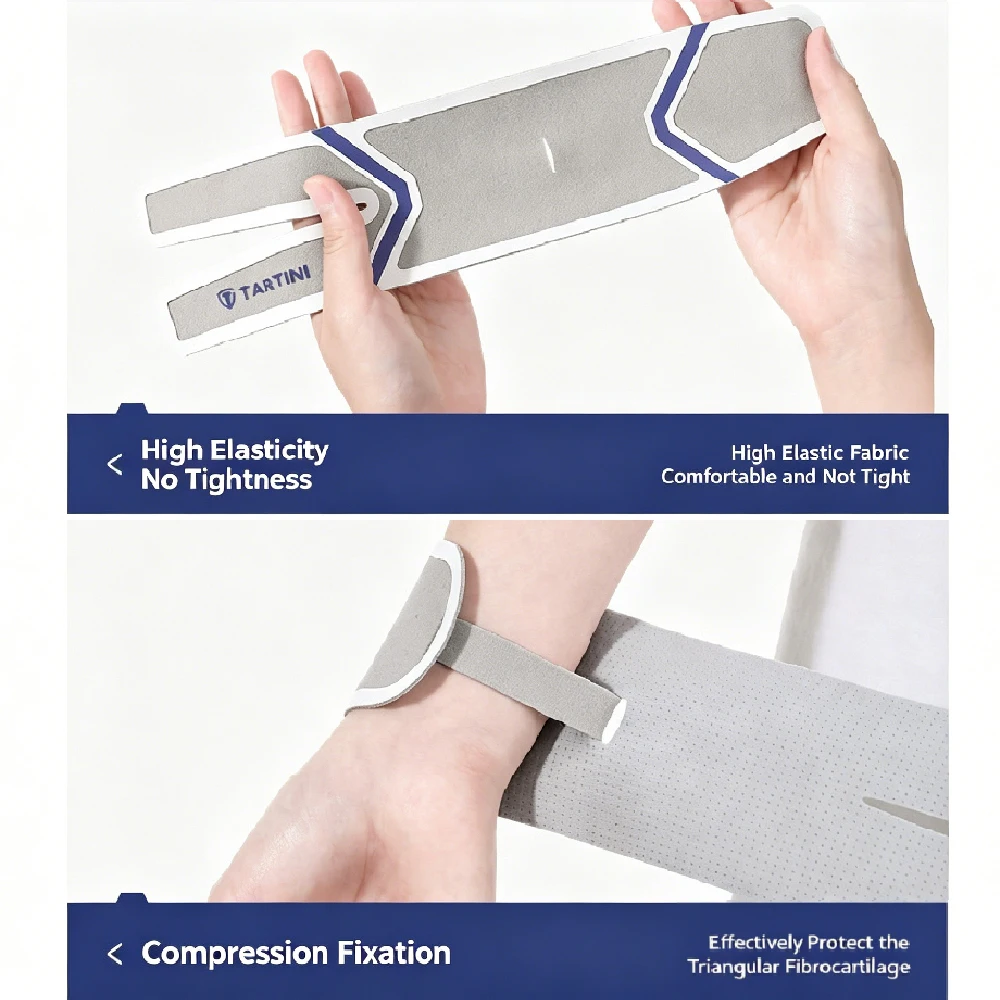 LAOZHAO 1PC Reversible Wrist Brace, Adjustable Soft Support for TFCC Tendonitis Pain, Wrap for Tennis Badminton Sports Recovery
