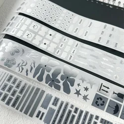 Black Silver Washi Tape Set Masking Black Foil Print Decorative For Arts DIY Crafts Journals Planners Scrapbooking Supplies