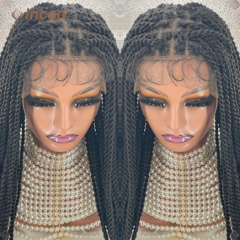 

Synthetic Twist Braids Lace Front Braided Wigs For Women Hair Wig Black Wig Knotless Box Twist Braid Wig Full Lace Wigs Cheap