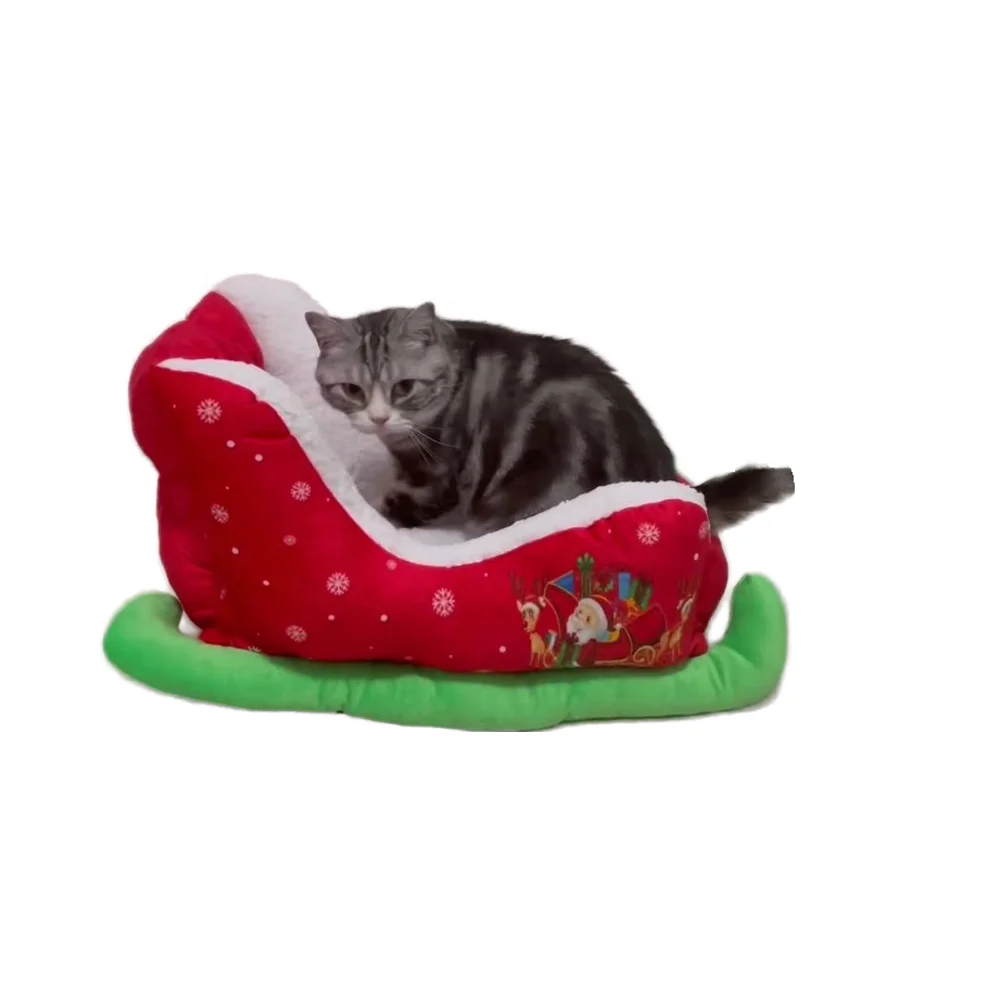 New Christmas Sleigh Cat House Dog House Warm Cloud Nest Pet House To Keep Warm In Winter Pet Bed