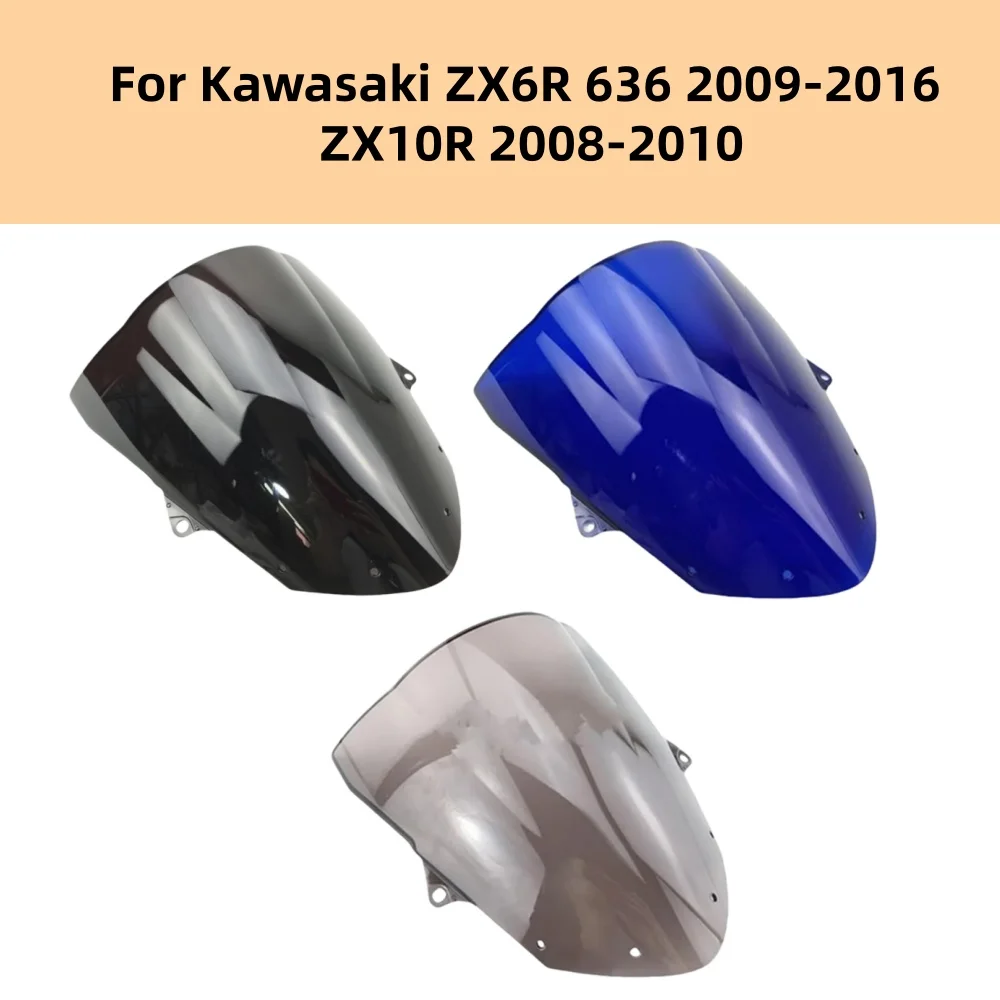 

ZX6R 636 ZX10R Motorcycle Double Bubble Windshield WindScreen Screen For Kawasaki ZX6R 636 2009-2016 ZX10R 2008-2010 ZX10R 6R636