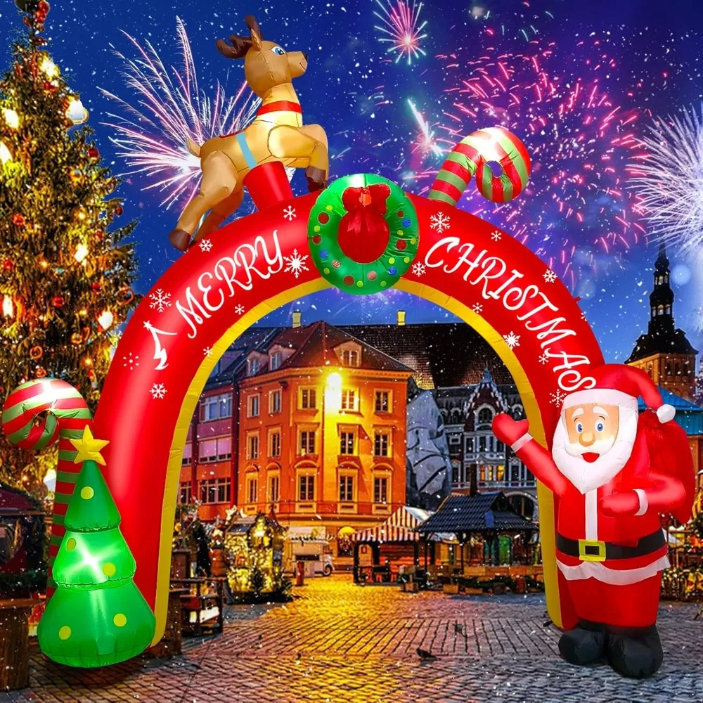 Christmas Santa 10FT Decoration with Build-in LEDs, Blow Up Yard Santa Claus Decoration  Archway for Party Christmas Inflatables