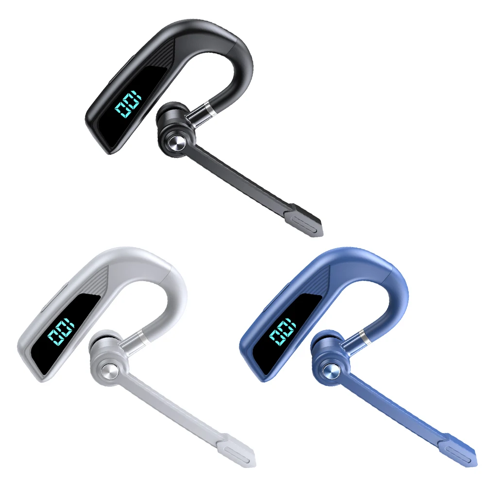 Bluetooth-Compatible 5.2+EDR Single Ear Earphone with Dual Noise Canceling Microphone Wireless Earpiece for All Smart Phones