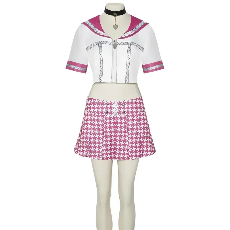 

CosplayKujikawa Rise Cosplay Costume avec perruque pour femme, robe de danse rose pour fille, Halloween