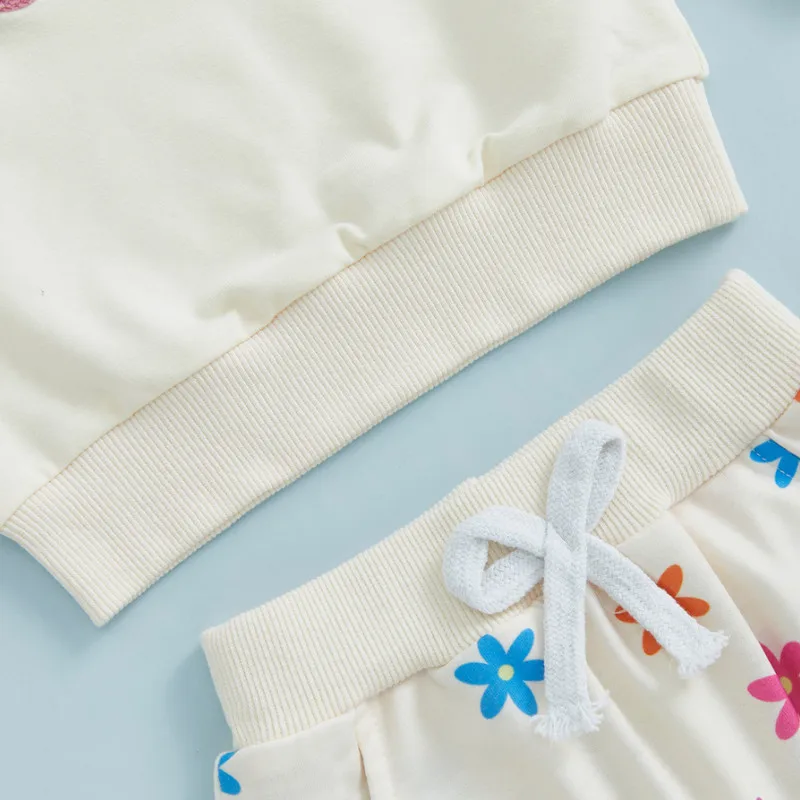3 Months to 3 Years Baby Girl Pant Sets Spring Autumn Clothes Letter Embroidery Long Sleeve Sweatshirt and Floral Pants image 5