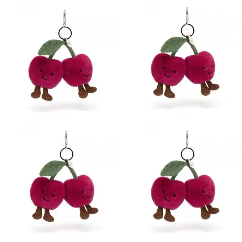 Nueva Jelly Fun con etiqueta llavero de cereza lindo llavero bolsa colgante accesorios muñeca colgante niñas y señoras regalos de vacaciones