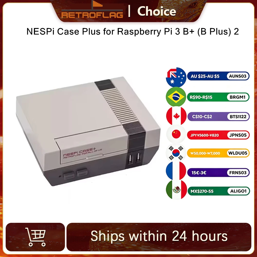 Raspberry Pi Retropie - علبة ريتروفلاج NESPi مع زر تشغيل