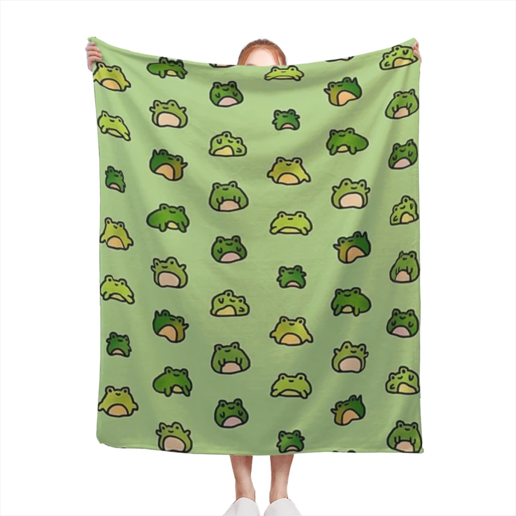 

Frogs Doodle Blanket Flange Textile Decor Portable Super Soft Throw Blankets for Home Office Plush Thin Quilt