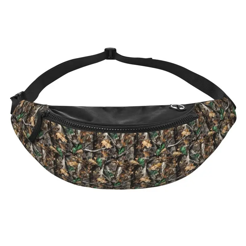 Outdoor Hunting Tree Camo Fanny Pack Unisex Lightweight Waist Pack Bag for Running Cycling Hiking Adjustable Crossbody Bag