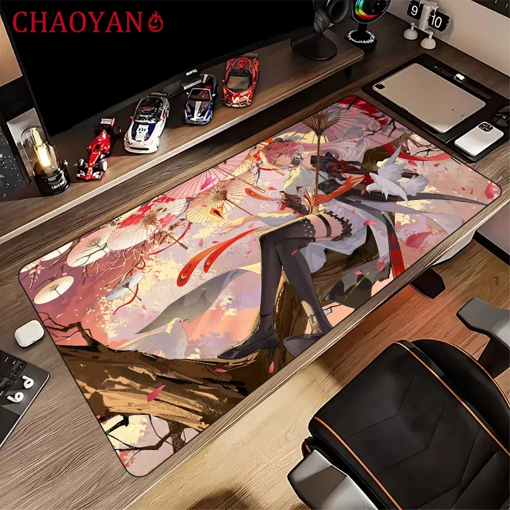 Wuthering Waves アニメガール マウスパッド デスクマット 縫製エッジ付き 滑り止めゴムベース PCアクセサリー ゲームマット かわいいマット