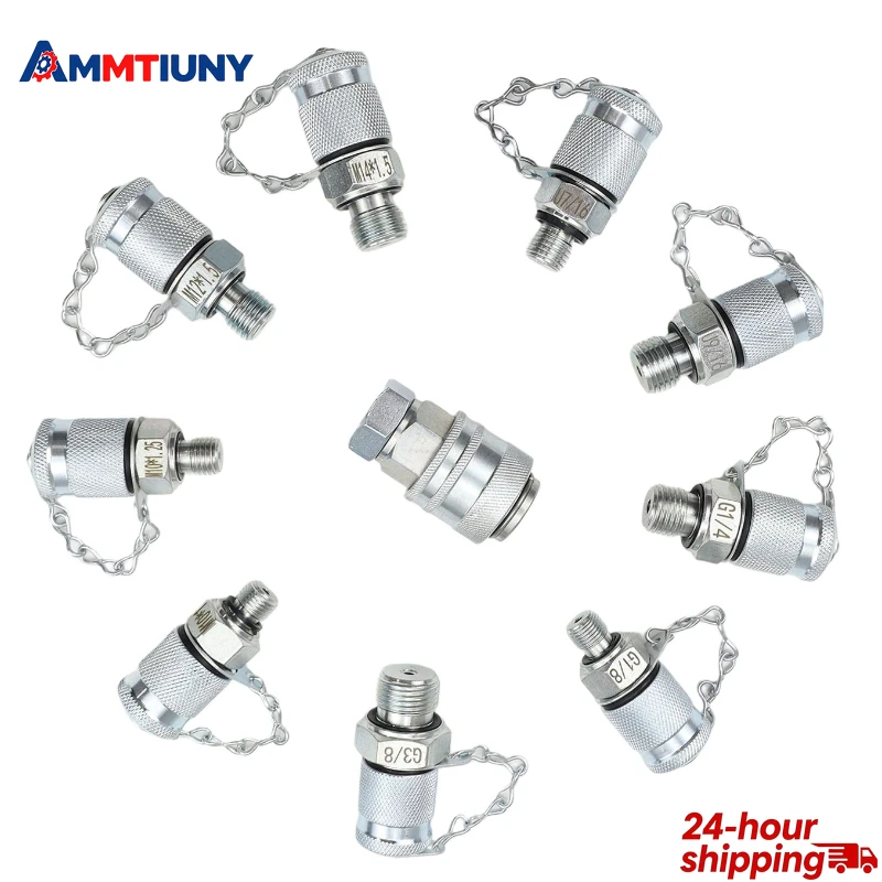 10PCS  Hydraulic Pressure Gauge Tee Coupling Fittings Test Connector for CAT Komatsu Kawasaki Construction Machinery Excavator