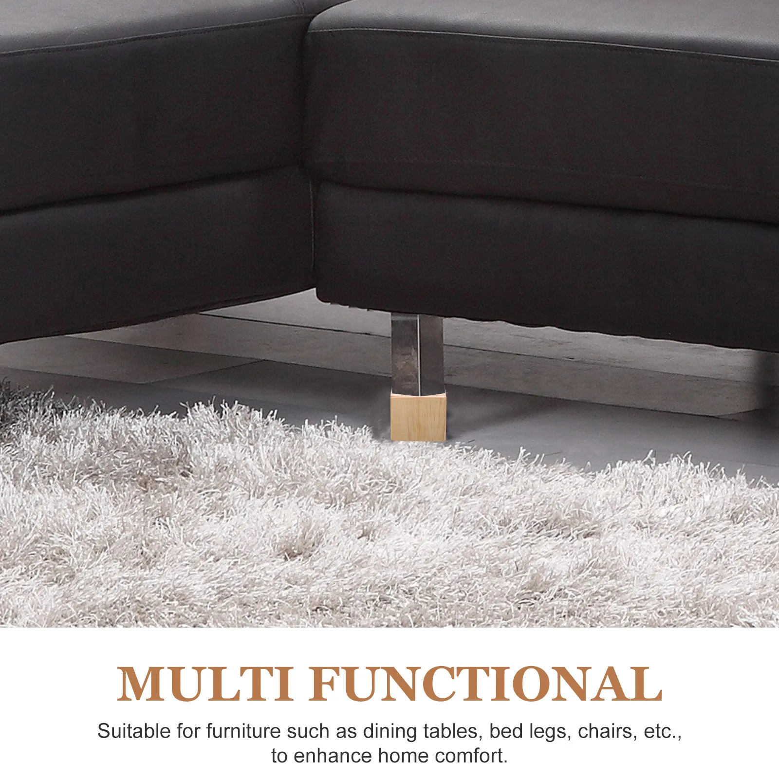 

2Pcs Sturdy Wood Bed Risers Heavy Duty Anti-Skid Furniture Lifts for Bed Couch Sofa Couch Risers Desk Raisers Blocks