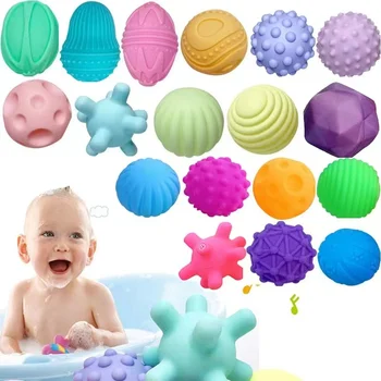 Conjunto de bola de treinamento do bebê, desenvolver sentidos táteis brinquedo, toque bola de mão, bola de massagem, macio, 6pcs por conjunto