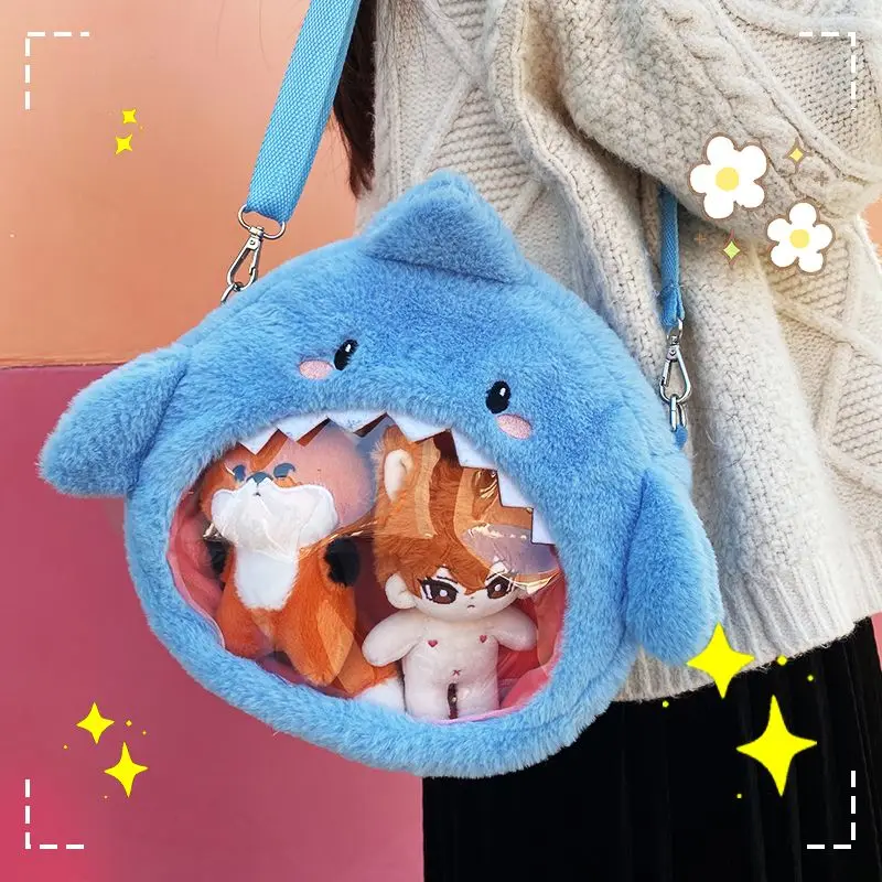 Trend Panda Penguin Transparent Animal Bag To Go Out Casual Shoulder Bag Can Be Put Two 20cm Doll Cotton Stuffed Toy Accessories