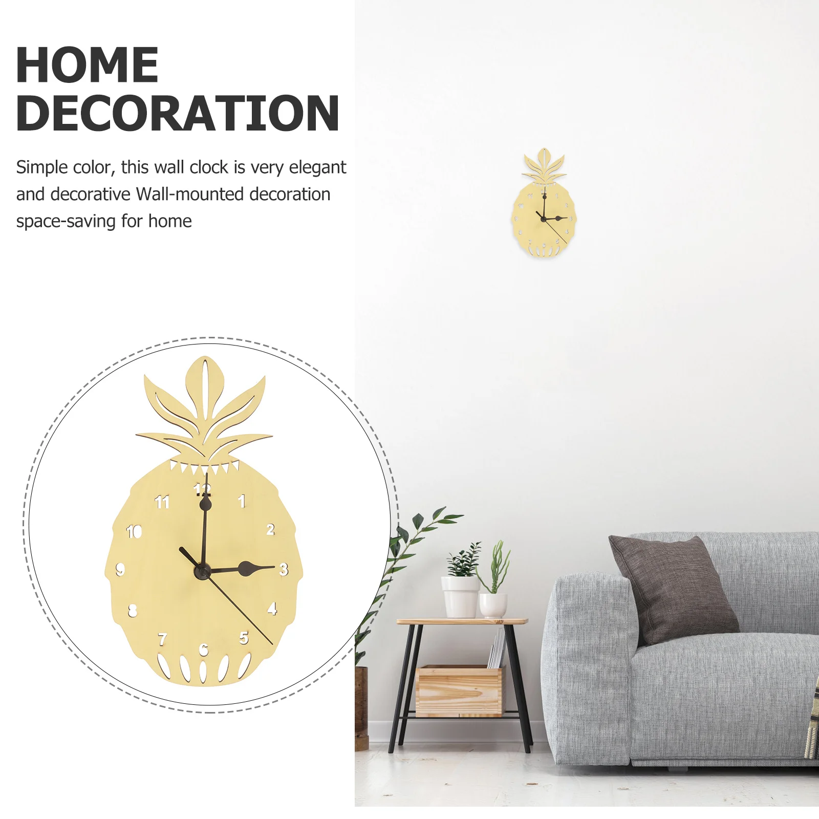 

Creative Silent Wall Clock Nordic Style Pineapple Shape Mute Hanging Clock Bedroom Living Room Decoration Wall Clocks