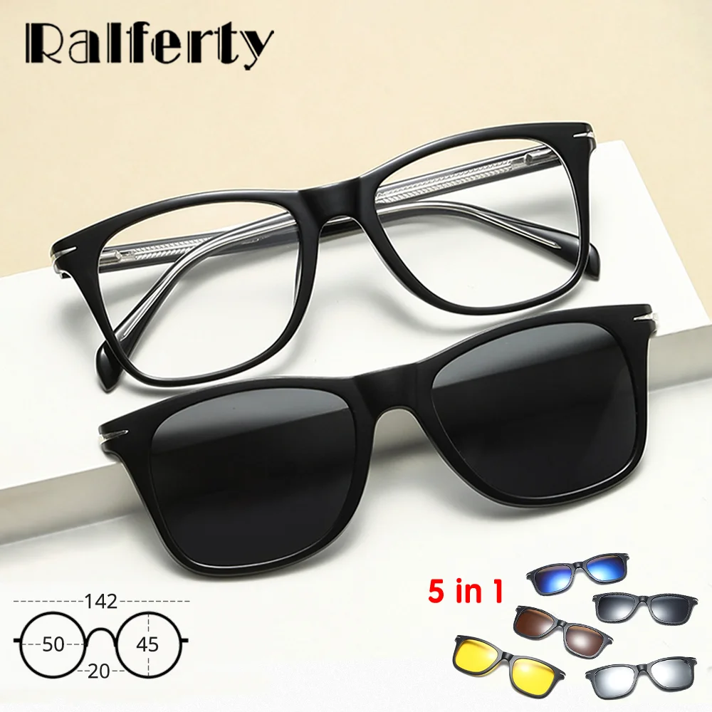 Ralferty 5 In 1 Magnet Clear Sunglasses Woman Eyeglasses Frame Women 2025 Night Vision Glasses Outdoor Prescription Grade Frame