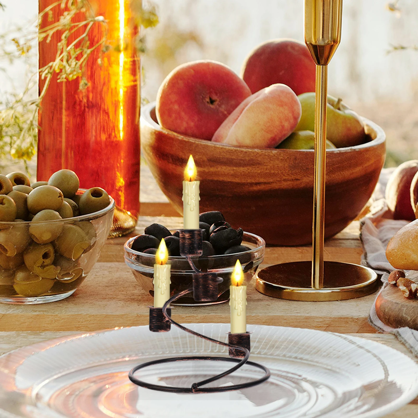 

1pcs Advent Holder Vintage Metal Stand For Pillars Decorative Candelabra Table Centerpiece Christmas Decor Wreath