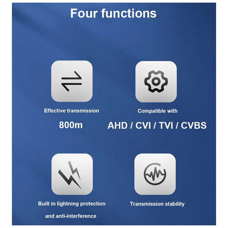 Active Video Twisted Pair Transmitter 1 Channel Aluminum Alloy For CCTV Cameras UTP Long Range AHD TVI CVI CVBS 5MP