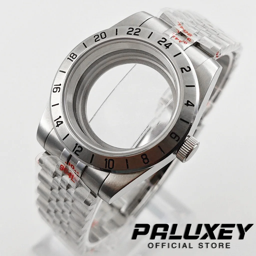 

Корпус для часов NH35 39 мм серии Bay с браслетом Jubilee, стальным безелем, сапфировым стеклом и функцией 24-часового GMT-формата, совместимый с механизмами NH34, NH35, NH36, NH38, ETA2824.