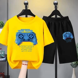 Summer Baby Girls Clothes Set Children Boy Game Handle T-shirts and Shorts 2 Pieces Suit Kid Casual Top Bottom Outfit Tracksuits