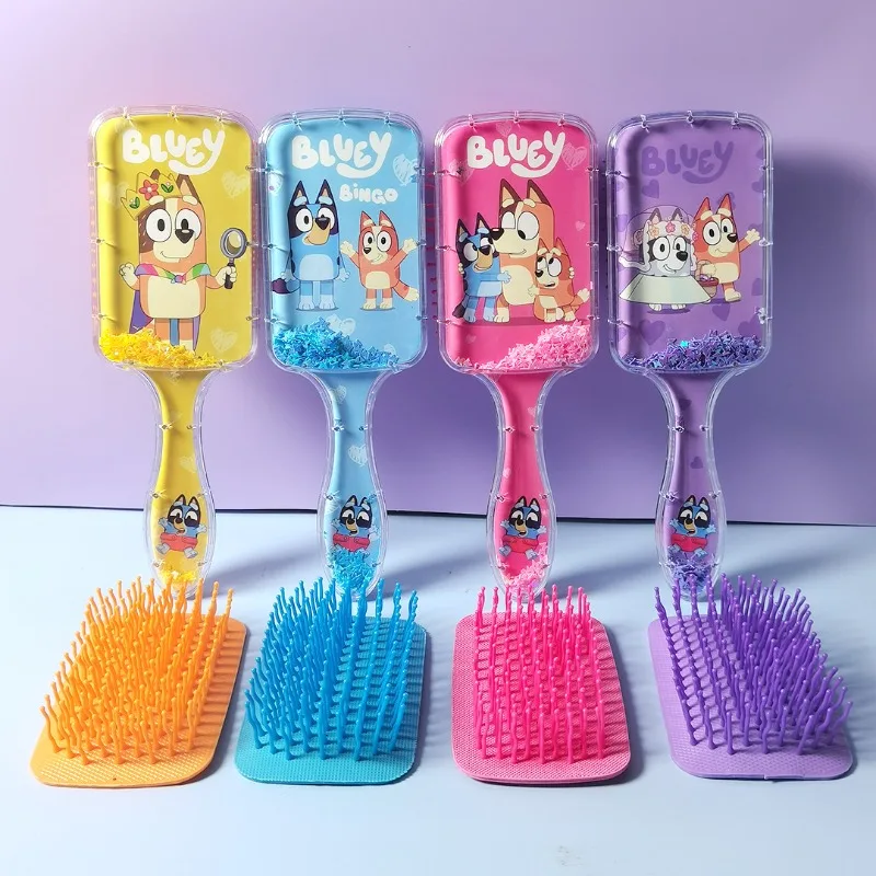 

4 шт., новая милая мультяшная синяя длинная ручка, струящийся песок, парикмахерская расческа, массажная расческа на воздушной подушке, подарок для девочки