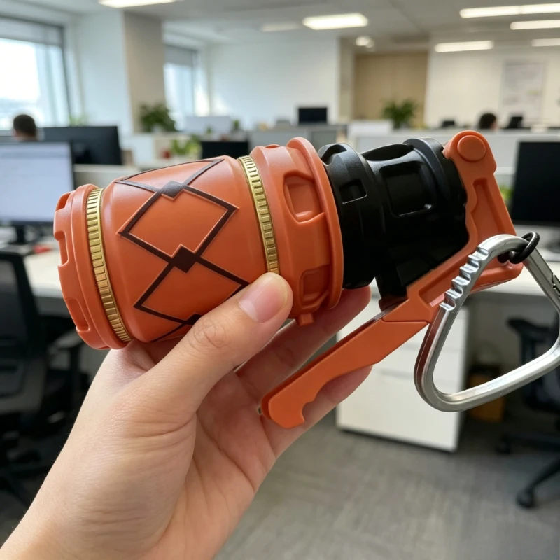 

Orange Rhombus Pattern Cylinder Soft Pellet Launcher With Carabiner Flip Lock Manual Outdoor Target Training Equipment