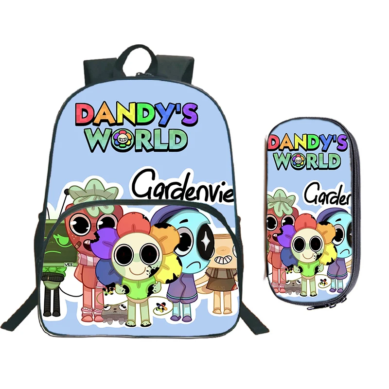 Children's 2pcs Set Backpack Dandys World Print School Bags Large Capacity Cartoon Anime Game Backpacks Kids Bags for Boys Girls