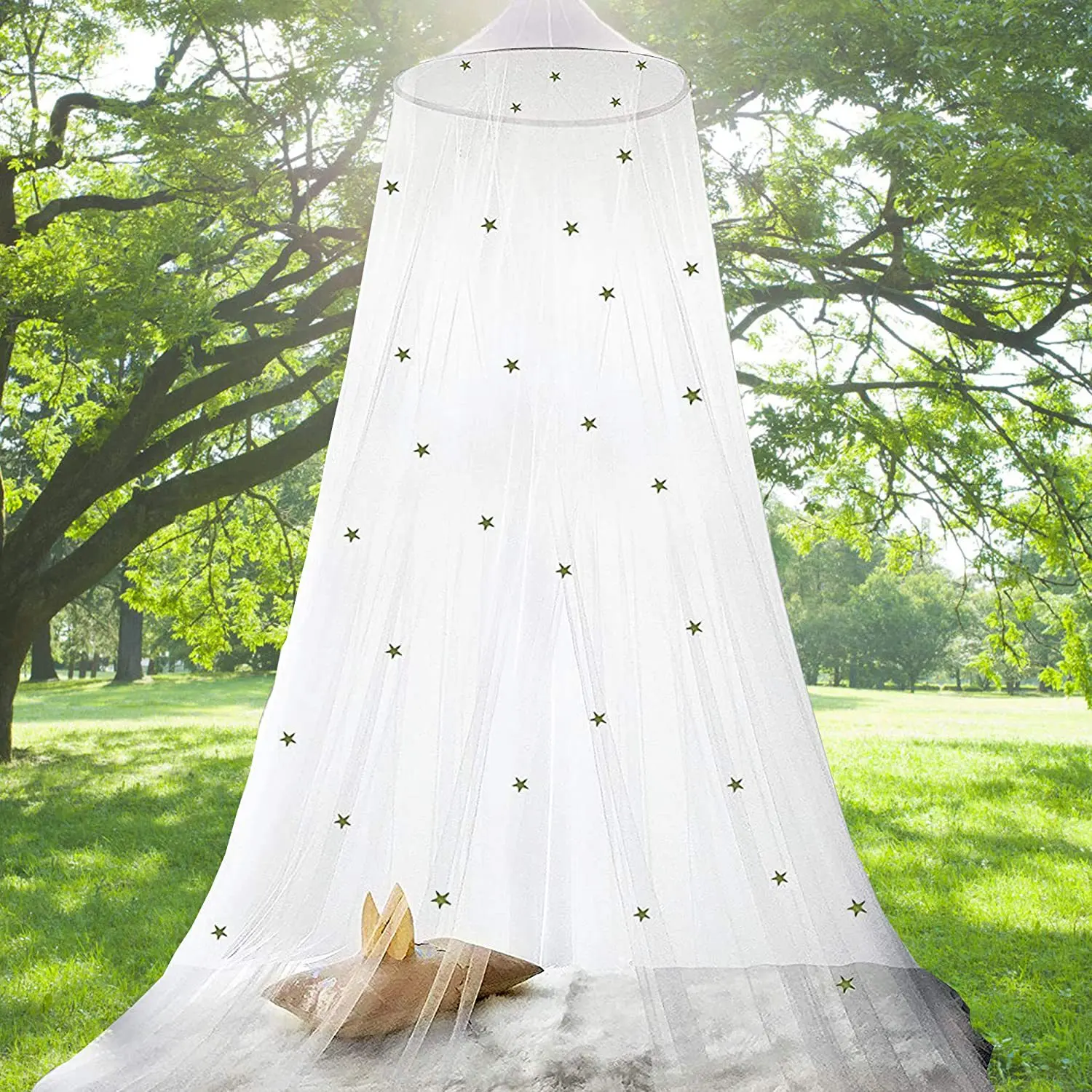 Dome hanging mosquito net installation without punching mosquito net dorm ceiling luminous star mosquito net