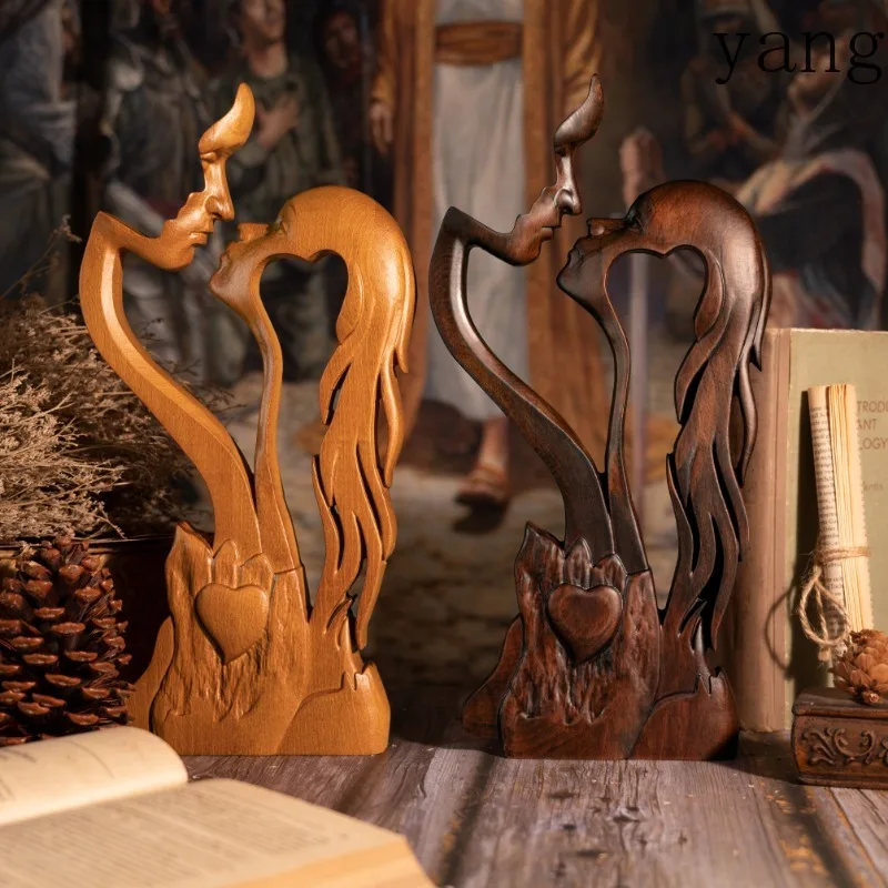 Eternal Love Home Decor Wooden Decor Couple Kissing Love Art Tabletop Gift