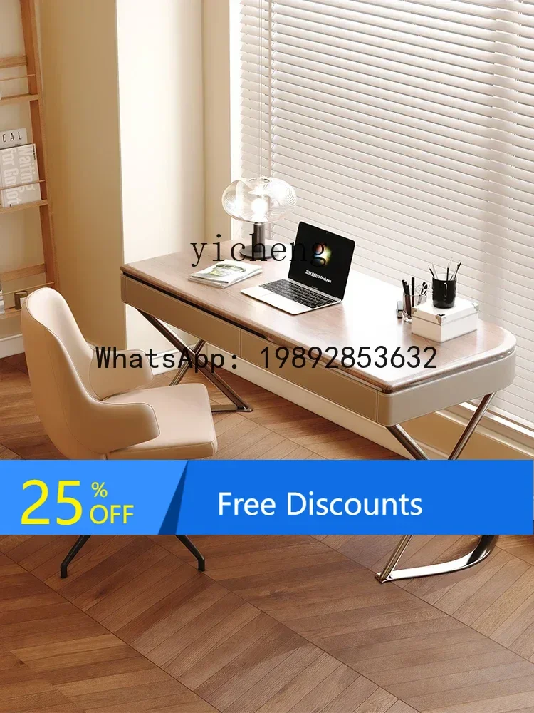 

LYY седло кожаный стол из цельного дерева, роскошный современный минималистичный письменный стол для спальни, высококачественный письменный стол