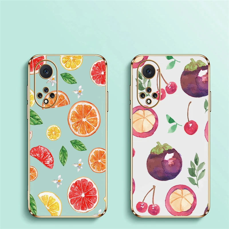 زهرة الفواكه نمط جراب هاتف لهواوي نوفا 9 7i 8i 7 6 SE Y70 زائد 3i 4e 5T 5i للصدمات تصفيح سيليكون غطاء ناعم
