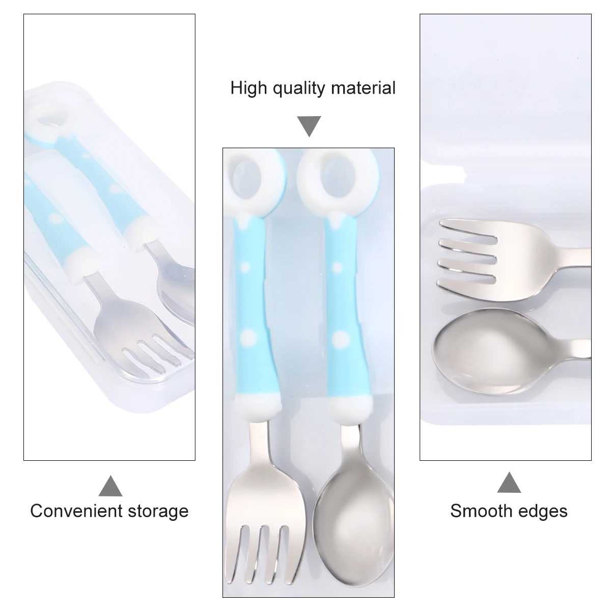 

Cartoon Kids Tableware Spoon Fork Set 2pcs Stainless Steel Storage Box Baby Feeding Utensils Comfortable Handle Anti