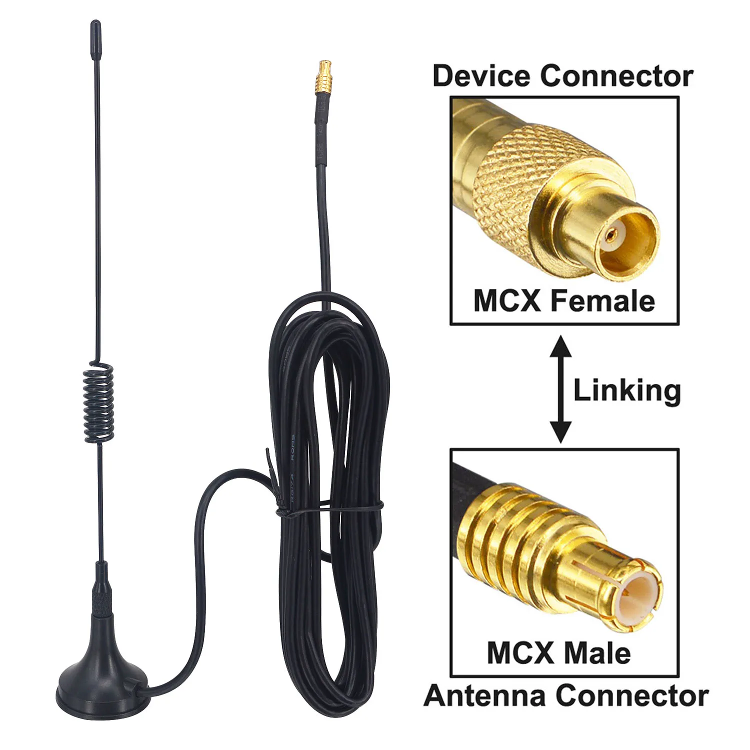 1090MHz Antenna ADS-B/TCAS/SSR 3DBi Gains MCX Male Connector Aerial Magnetic Base RG174 3M Signal Booster