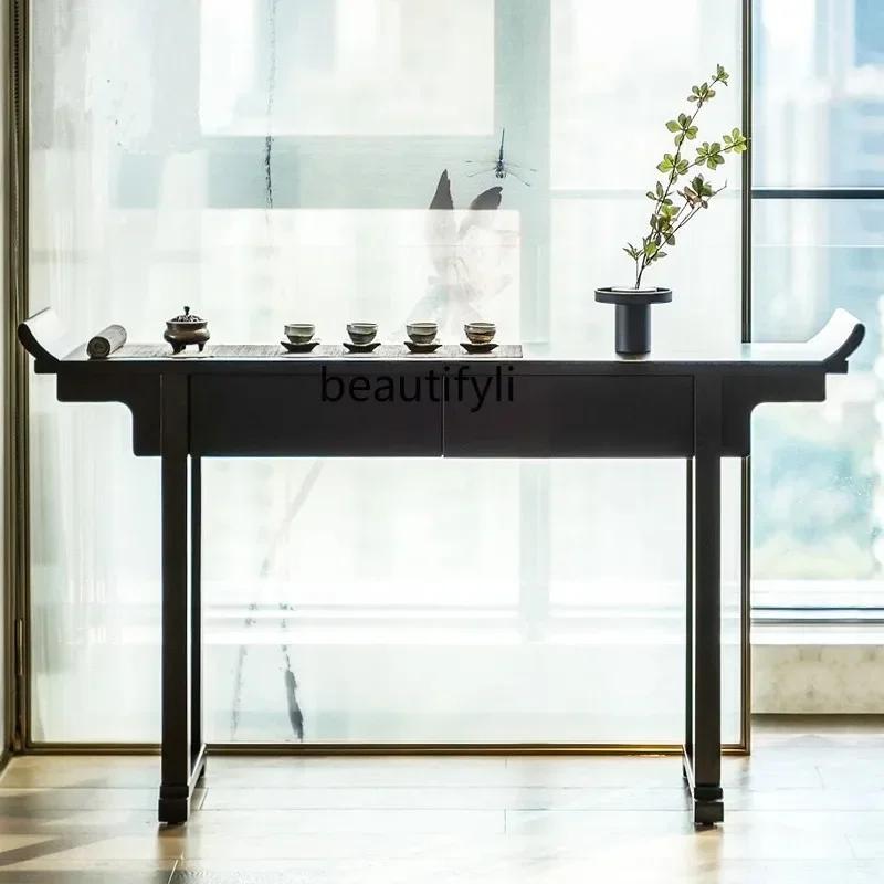 

New Chinese-style solid wood xuanguan table upturned head supply table end view table living room partition decorative cabinet