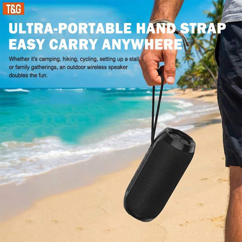 TG117 Bluetooth Portable Wireless Speaker, IPX4 Waterproof, TWS Stereo Sound, Support TF Card & USB Playback, Connect Phone Tablet TV, Outdoor Wireless Audio Speaker, Ideal Birthday, Thanksgiving, Christmas Party Gift view 7