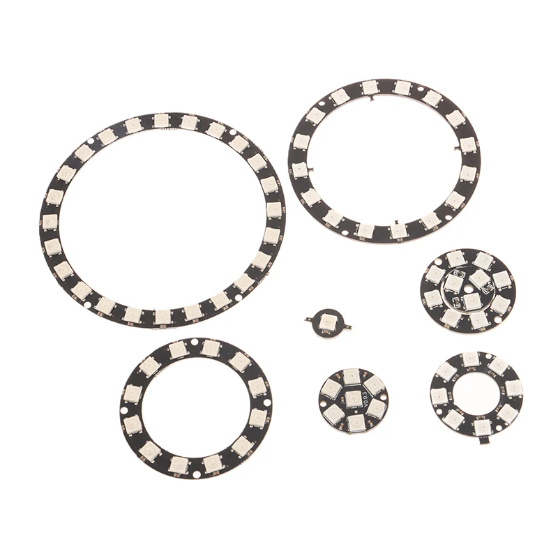 WS2812B Individually Addressable Pixel Ring 1/3/7/8/12/16/24 LEDs WS2812 Built-in IC 5050 RGB LED Ring Module Led Light DC5V