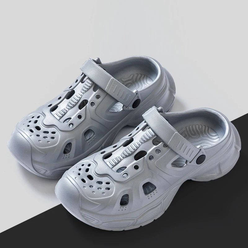

Мужская обувь с отверстиями Eyriphy, новые модные летние нескользящие модные рабочие пляжные тапочки на толстой подошве, мужская садовая обувь на платформе