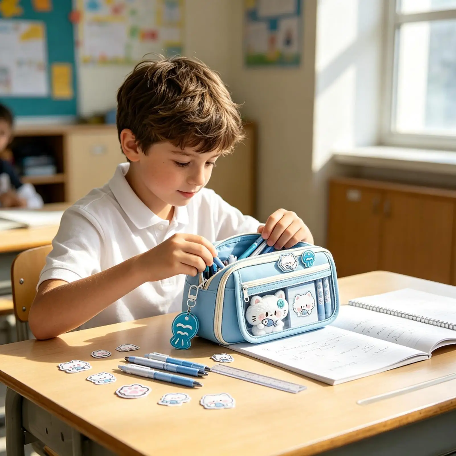 pencil-case-with-plush-toy-cute-cat-large-capacity-organizer-kids-school-pen-case-pencil-pouch-for-boys-girls-student-school