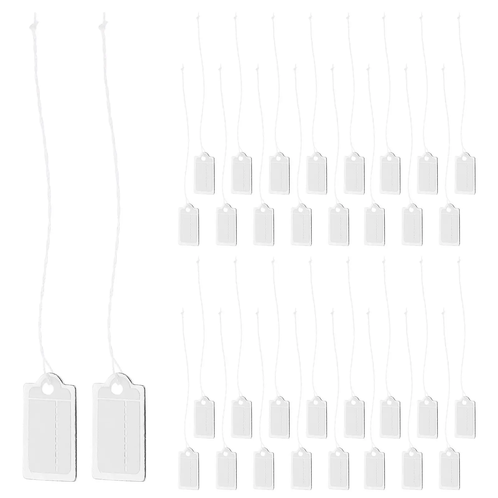 200Pcs Price Tags with String for Jewelry Clothing Warehouse Stationery Smooth Writing Surface Easy Rectangular Paper