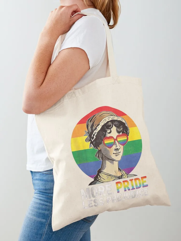 More Pride Less Prejudice Lgbt Gay Proud Ally Pride Month Tote Bag shopper bags Women bags tote bag screen Canvas Tote Bag