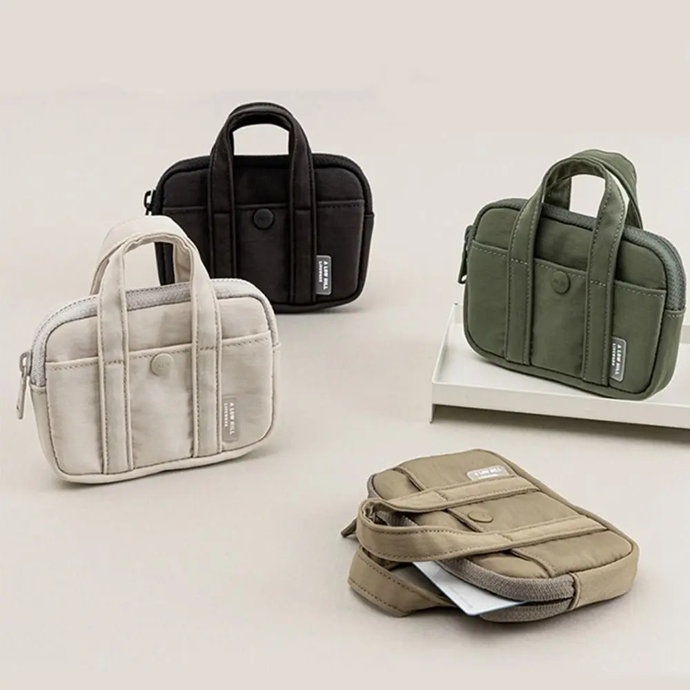 

Square Portable Nylon Coin Purse Korean Style Card Holder Men Wallet Zipper Pouch Bank Card Organizer Card Pouch Girls