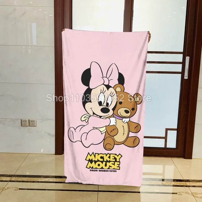 Mickey Minnie Mouse Beach Towel Cartoon Bath Towel Children Birthday Gift for Travel Picnic Beach Swimming Pool Adult Boys Girls