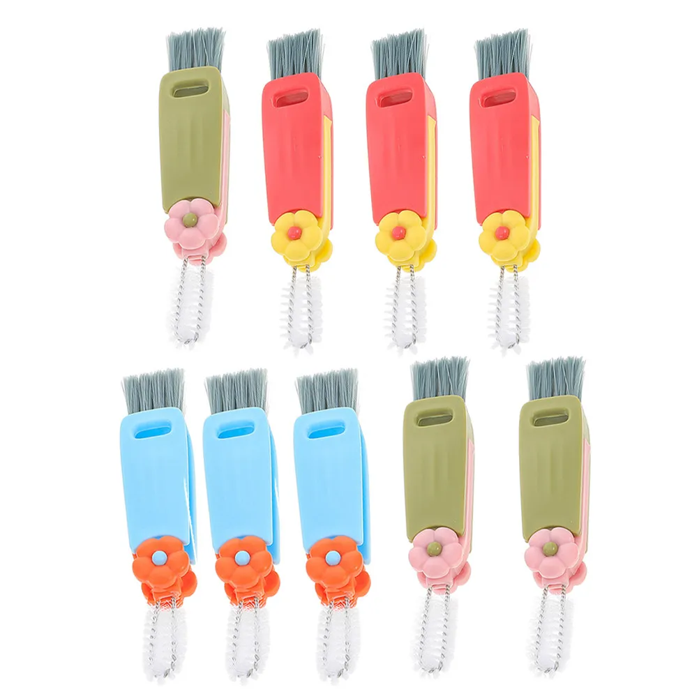 9Pcs Portable Flower-Shaped Bottle Cleaning Brush Set for Milk Cups, Lids & Small Containers