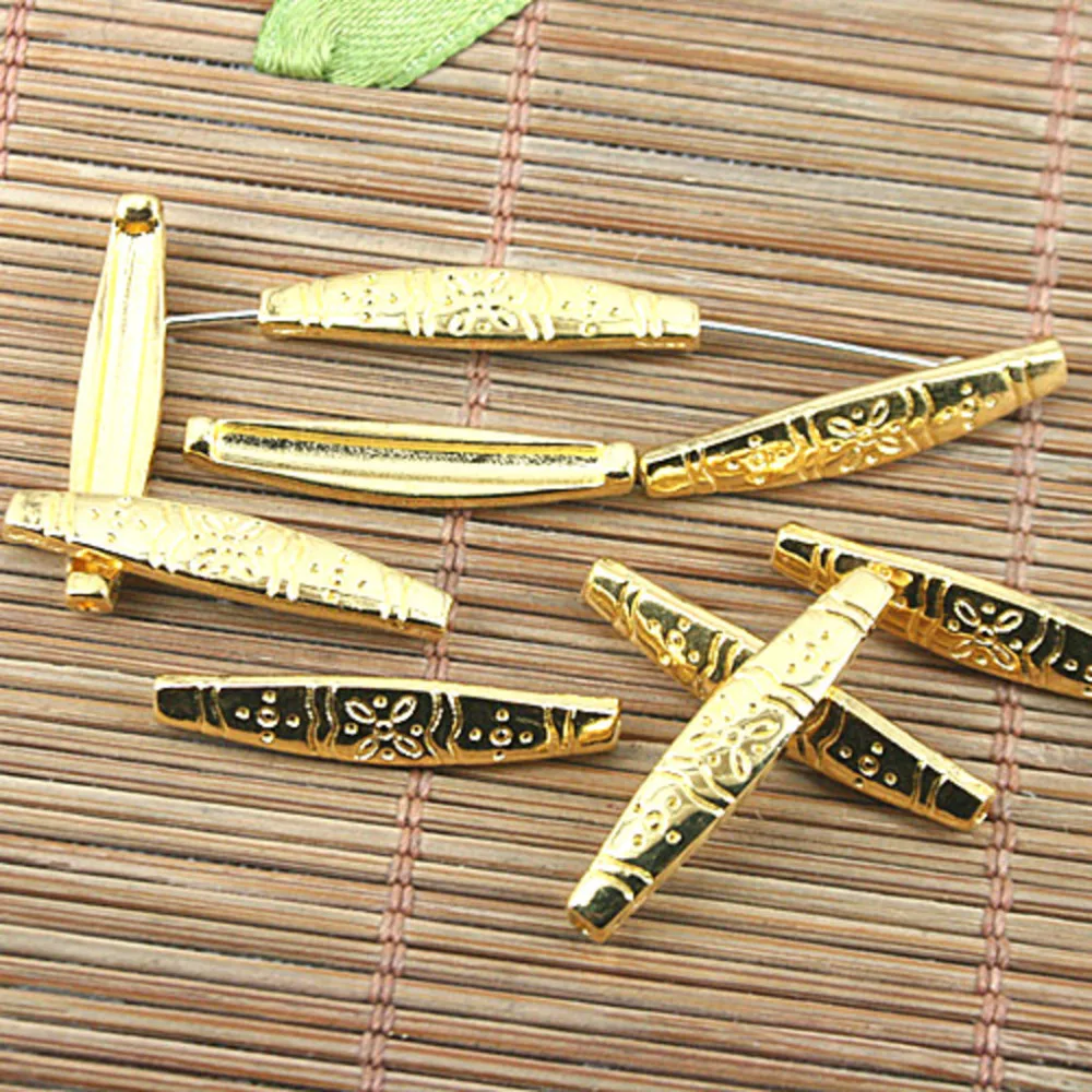 

30pcs 24.8mm long gold-tone patterned design charm findings h0375