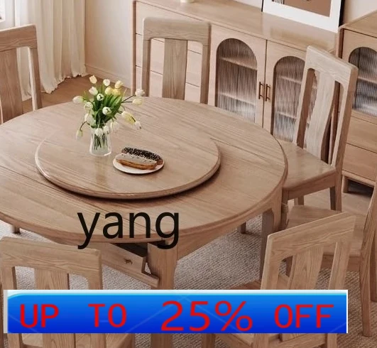 

LMM all solid wood dining table and chair combination simple telescopic folding log style dining table home