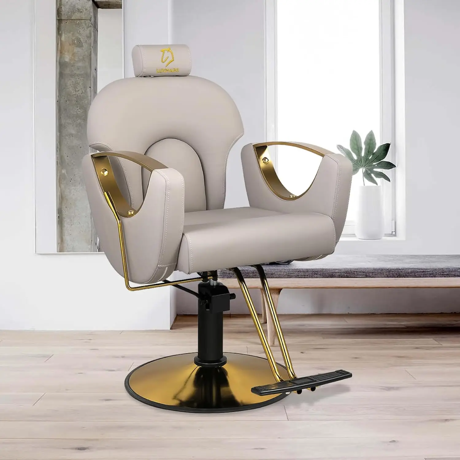 LUXMARS-Silla de barbero reclinable, sillón hidráulico de Pu, altura ajustable, para salón de belleza