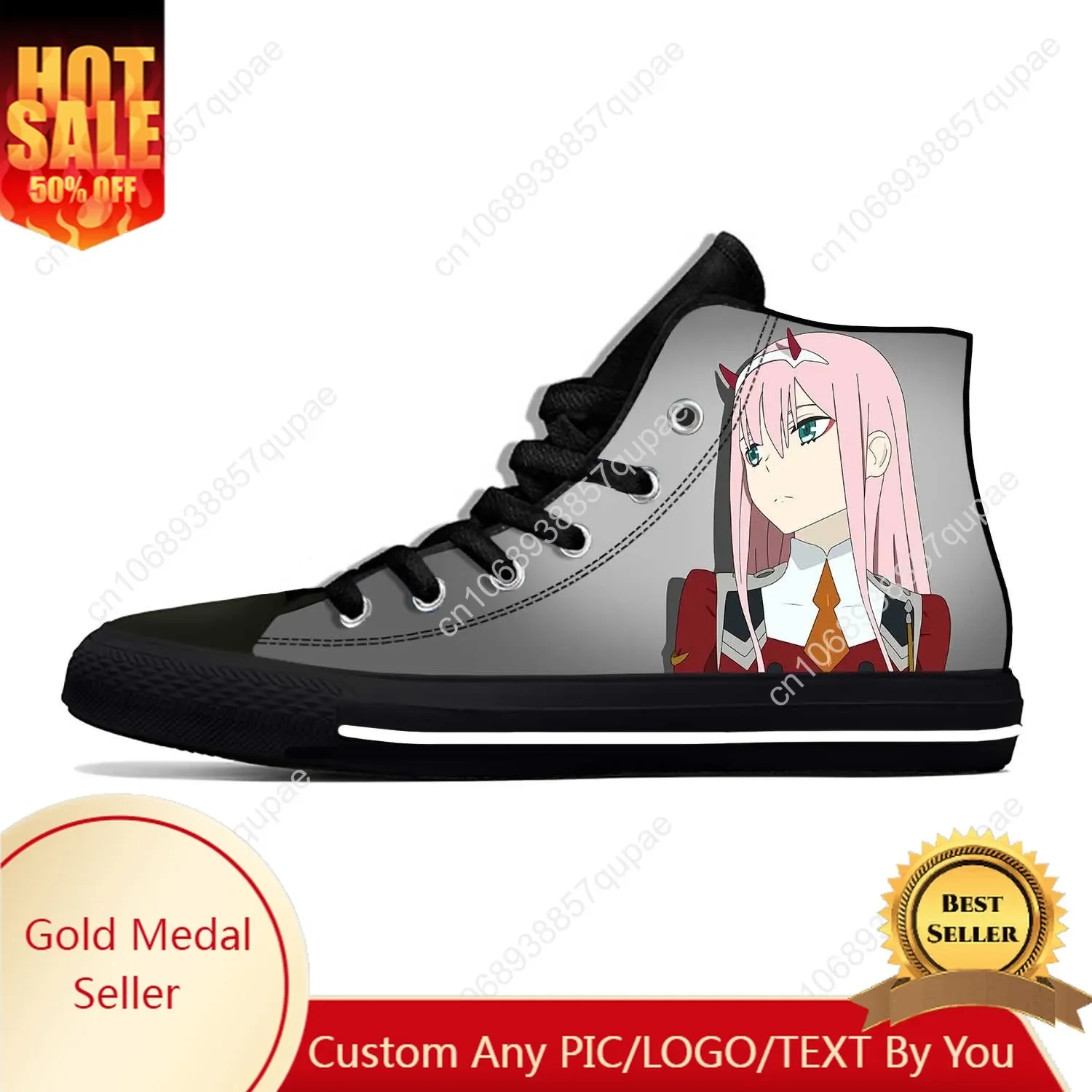 Hot Japanese Anime Darling In The Franxx Zero Two Casual Cloth Shoes High Top Lightweight Breathable 3D Print Men Women Sneakers