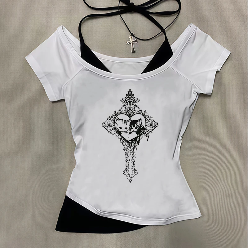 

2025 Spring/Summer Cross disciplinary New Fashionable Printed Slim Fit Multi functional Street Personalized Spicy Girl Tank Top