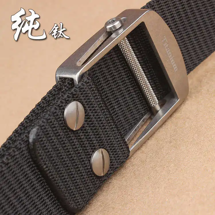 Pure Titanium Automatic Buckle Belt Nylon Casual Waist Belt for Men Outdoor Tactical Canvas Leisure Pants Student Belt
