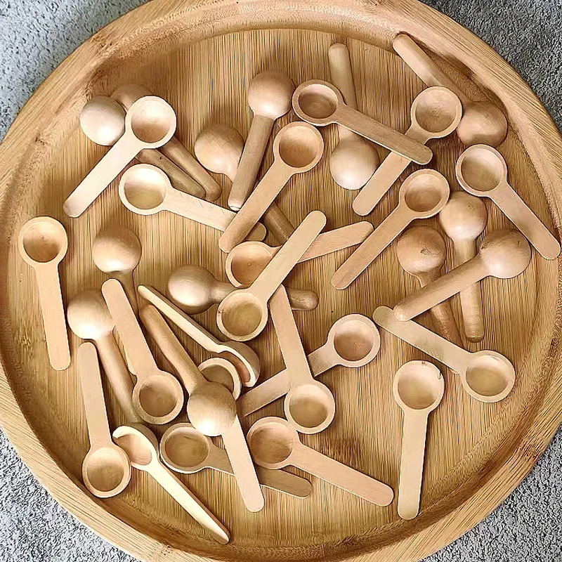 10Pcs Mini Wooden Spoons  Kitchen Seasoning Honey Coffee Kitchen Cooking Coffee Bean Salt Spice Jars Wooden Measuring Spoons